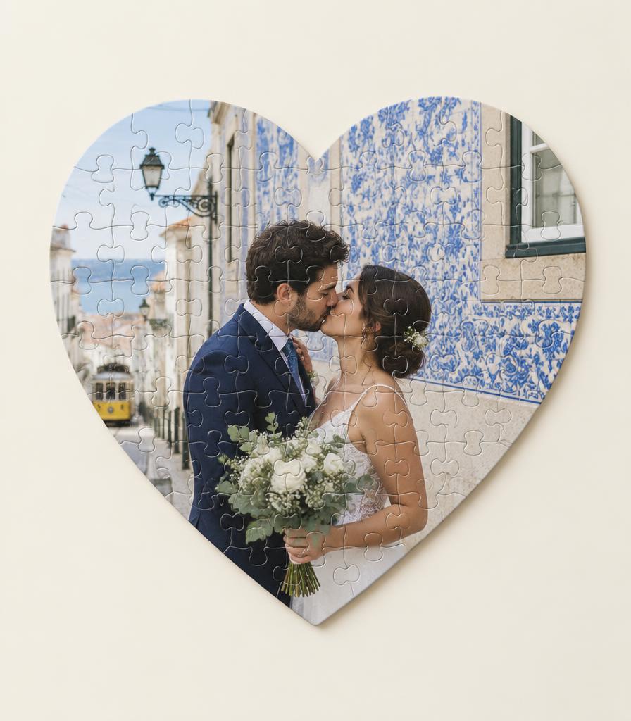Puzzle coração 111 peças com fotografia de família